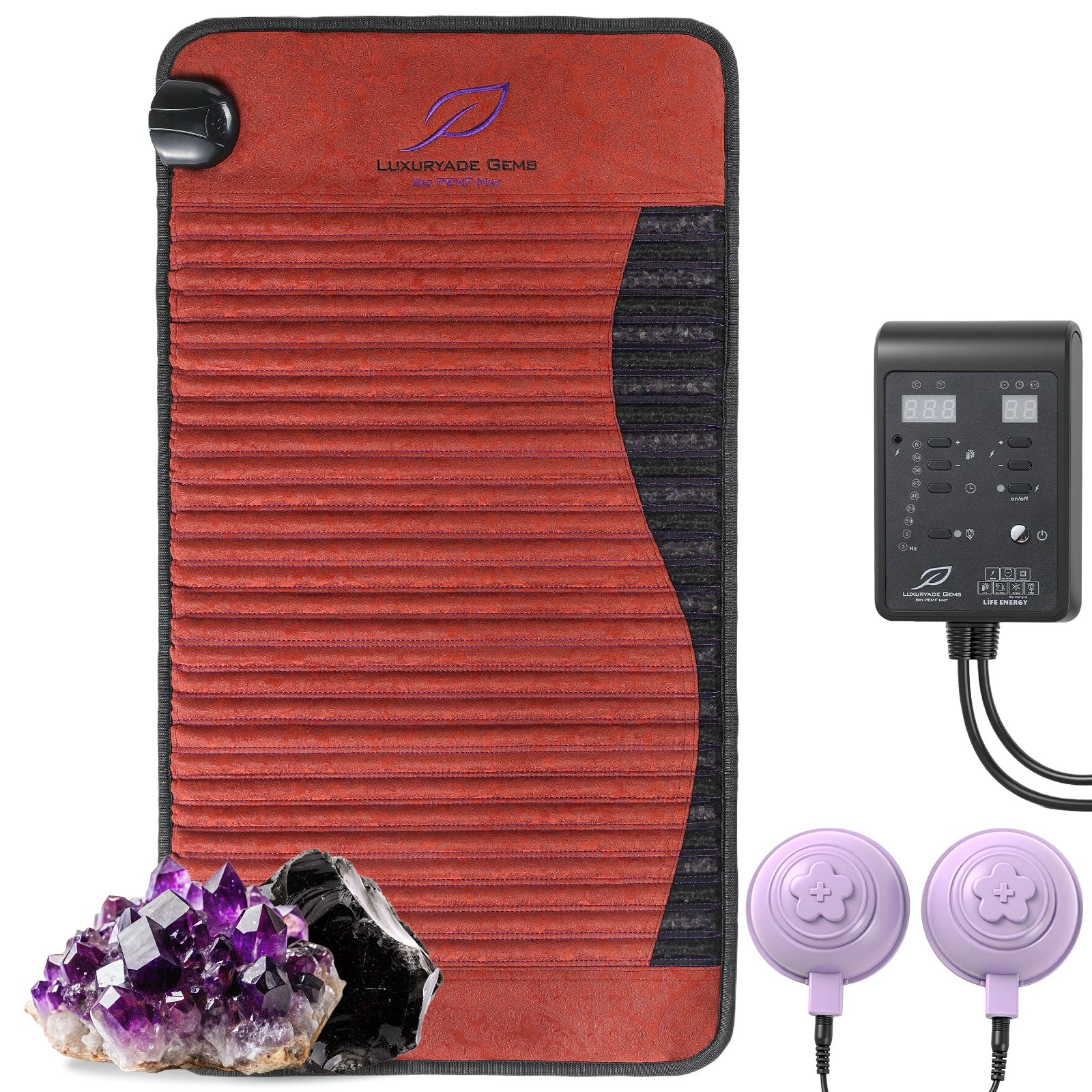 Luxuryade Mini-19"×34" Amethyst™ Mat | Natural Jade & Amethyst | 3-64Hz Bio PEMF Healing